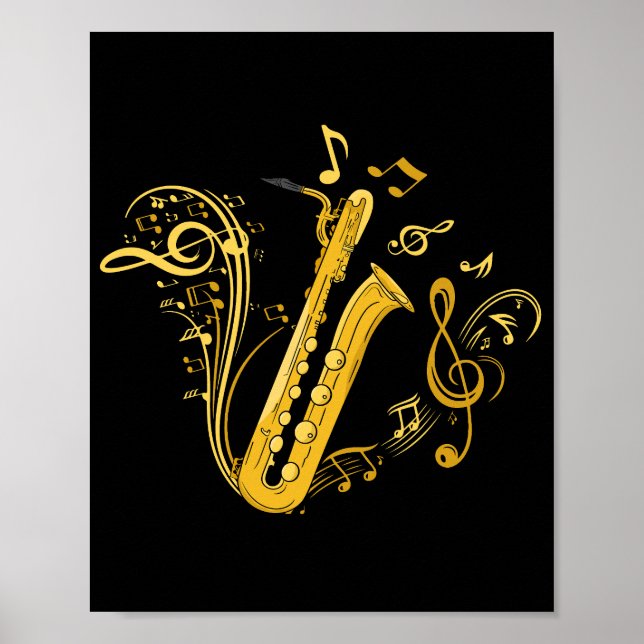 Bass Saxophone Player Orchestra Bass Saxophon Poster (Vorne)