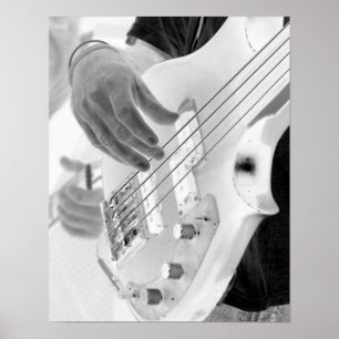 Bass-Spieler, Baß und Hand, negatives Bild Poster