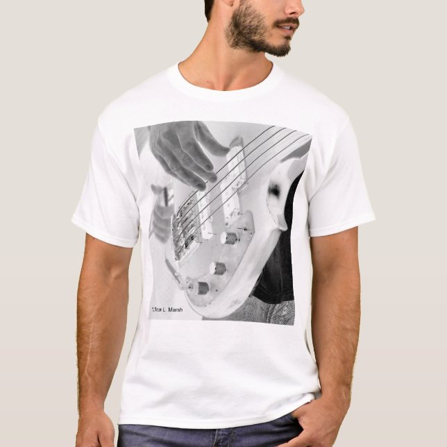 Bass-Spieler, Baß und Hand, negatives Bild T-Shirt (Vorderseite)