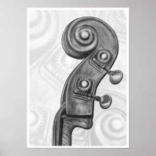 Bass-Spindelkasten im Holzkohlen-Musik-Kunst-Druck Poster