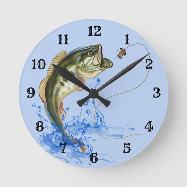 Bass-Springen Runde Wanduhr (Vorderseite)