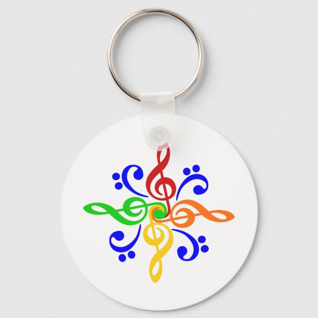 Bass & Treble Clef Design Schlüsselanhänger (Vorderseite)