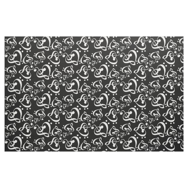 Bass Treble Clef Hört Musiknoten Muster Stoff (Fat Quarter (45,7 x 55,9 cm))