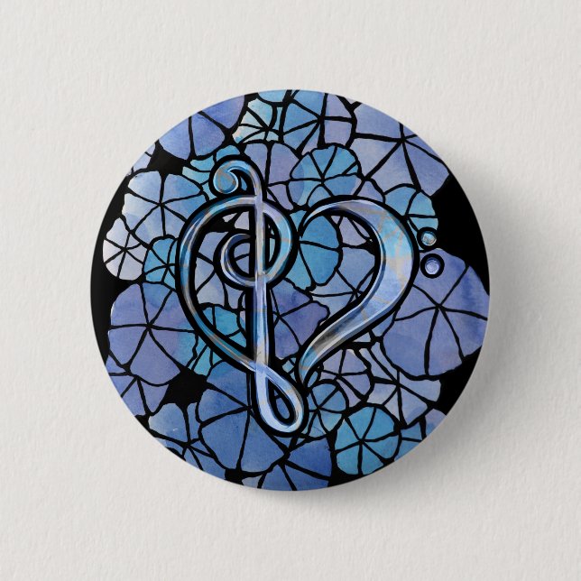 Bass Treble Clef Note Music Heart Liebe Button (Vorderseite)