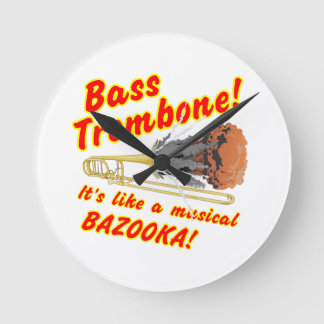 Bass Trombone Musical Bazooka Runde Wanduhr