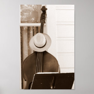 Baß und Hut warteten den Musiker Poster
