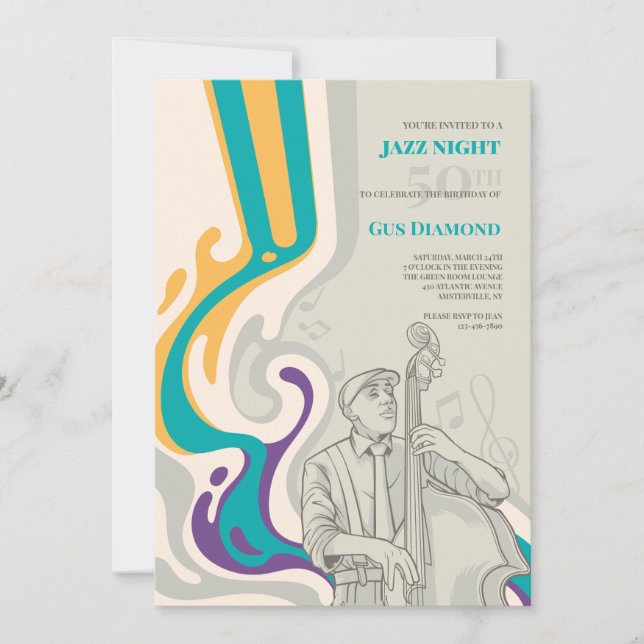 Bass Waves Musical zum Geburtstag Einladung (Vorderseite)