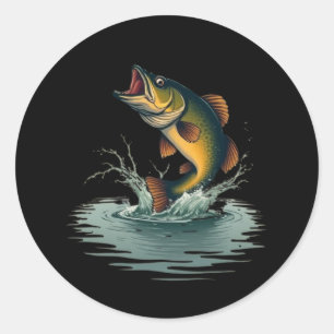 Bassangeln Abenteuer Vintage Runder Aufkleber