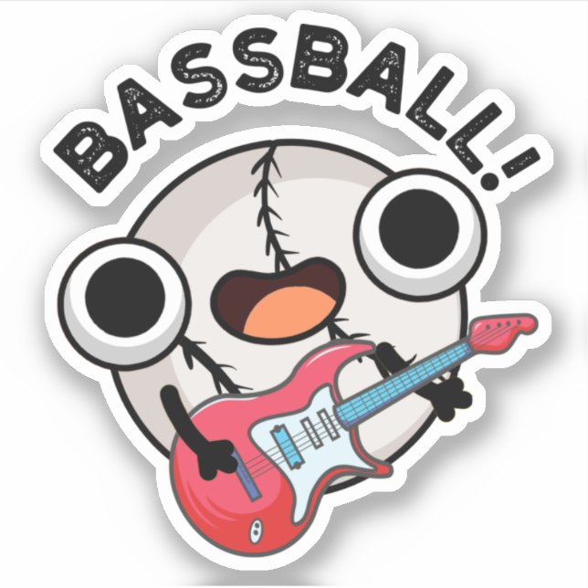 Bassball Funny Baseball Bass Gitarrist Pun Aufkleber (Vorderseite)