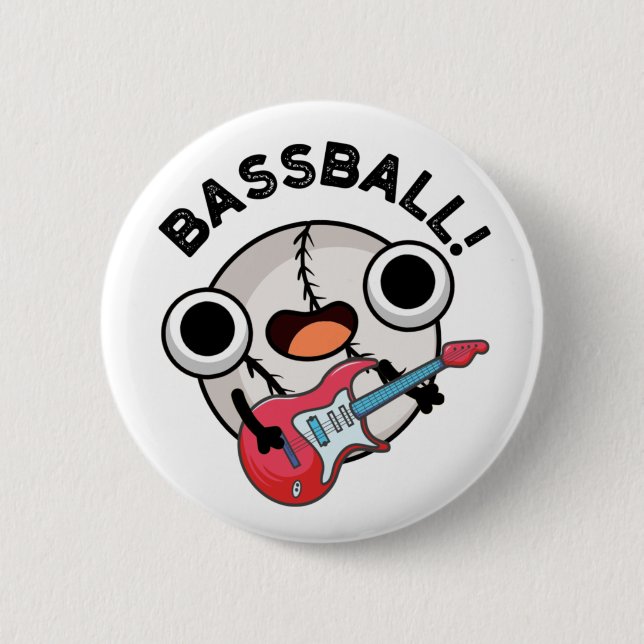 Bassball Funny Baseball Bass Gitarrist Pun Button (Vorderseite)