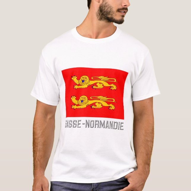 Basse-Normandieflagge mit Namen T-Shirt (Vorderseite)