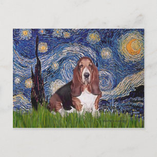 Basset 1 - Starry Night Postkarte