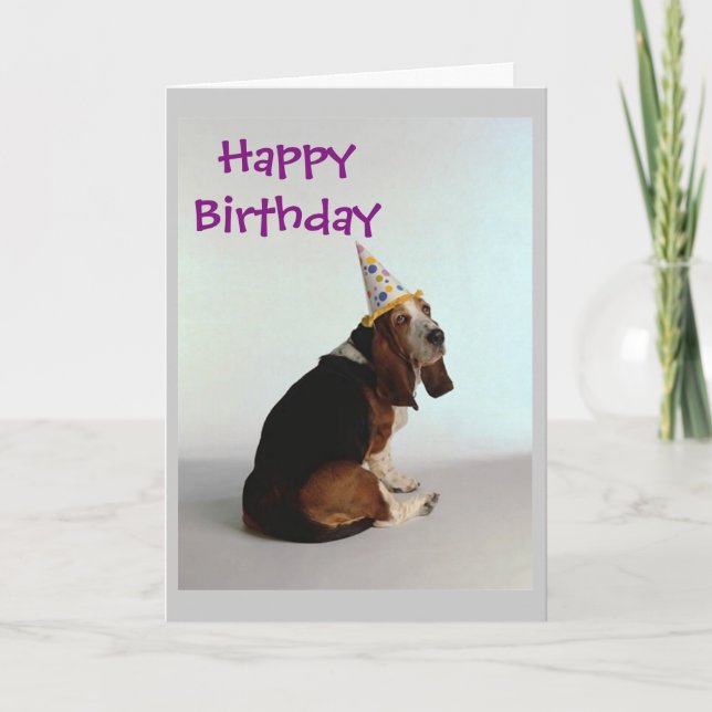 Basset Birthday Dog Karte (Vorderseite)
