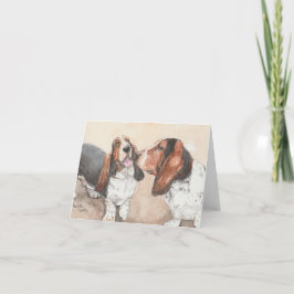 Basset Friends Dog Art Aquarellfarbenkarte