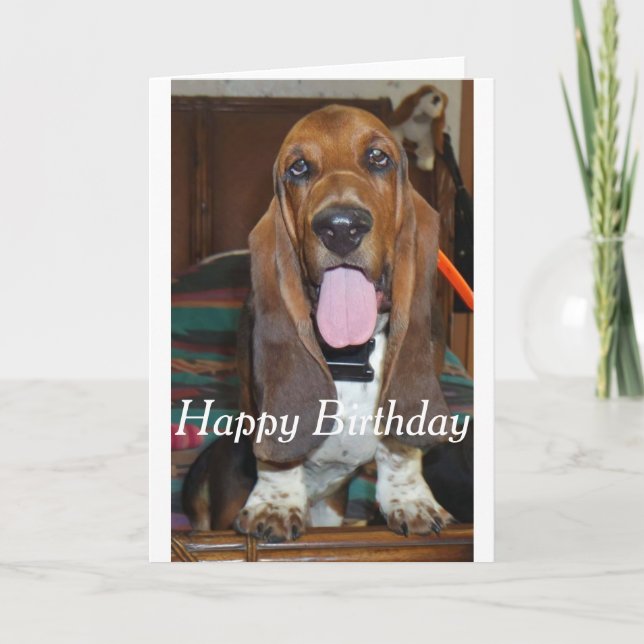 Basset Happy Birthday Card Karte (Vorderseite)