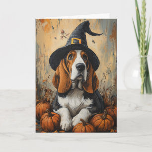 Basset-Hexe Halloween Feiertagskarte