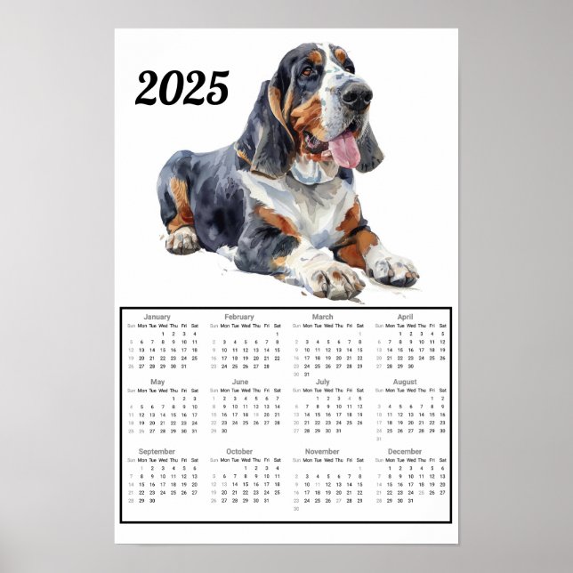 Basset Hound 2025 Kalender Poster (Vorne)