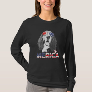 Basset Hound 4. Juli American Sunglass US Flag T-Shirt