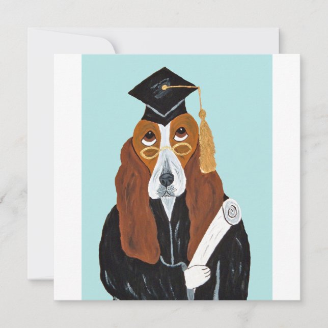 Basset Hound Absolvent Einladung (Vorderseite)