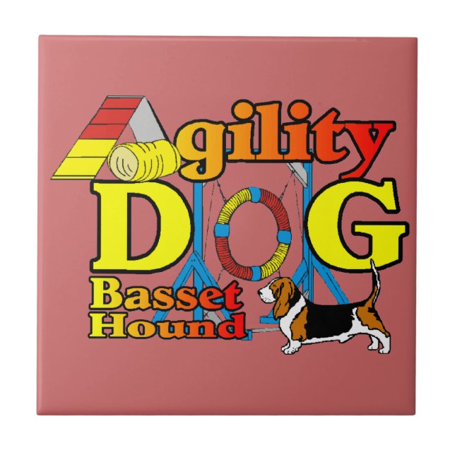 Basset_Hound_Agility Fliese (Vorderseite)