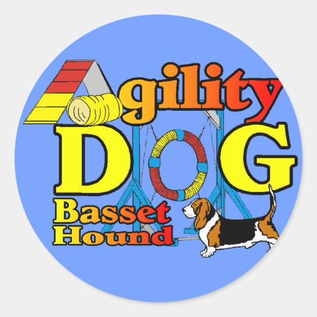 Basset Hound Agility Geschenke Runder Aufkleber (Vorderseite)