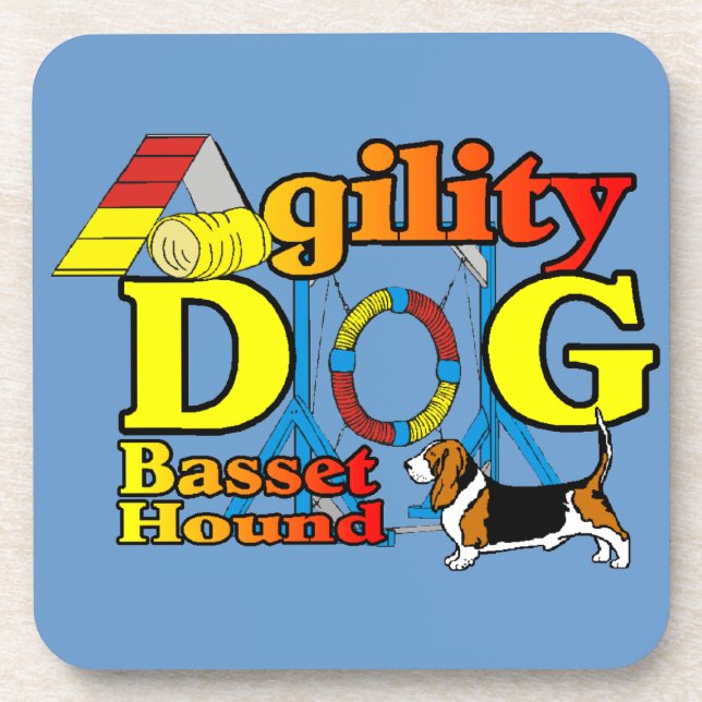 Basset_Hound_Agility Getränkeuntersetzer (Vorderseite)