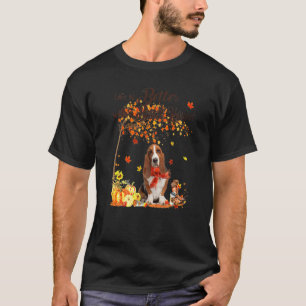 Basset Hound Ahornbaum Thanksgiving Day Süßer Hund T-Shirt
