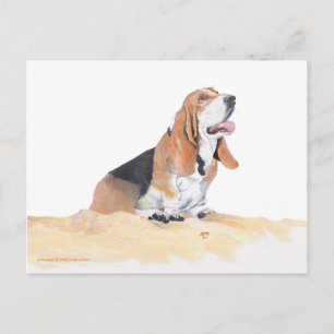 Basset Hound am Strand Postkarte