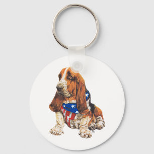 Basset Hound Amerikanisch Patriotisch Schlüsselanhänger