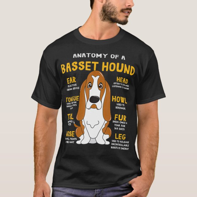 Basset Hound Anatomie Funny Dog Mama Vater Niedlic T-Shirt (Vorderseite)