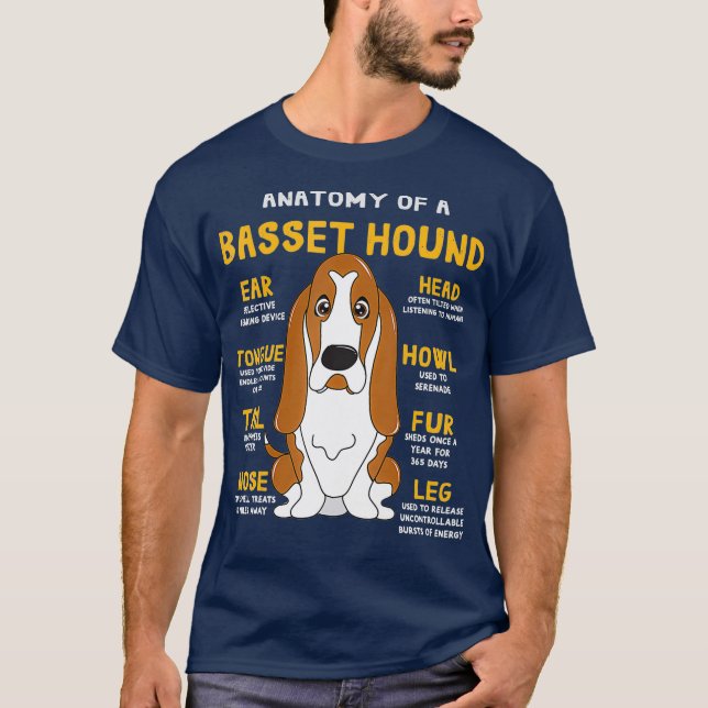 Basset Hound Anatomie Funny Dog Mama Vater Niedlic T-Shirt (Vorderseite)