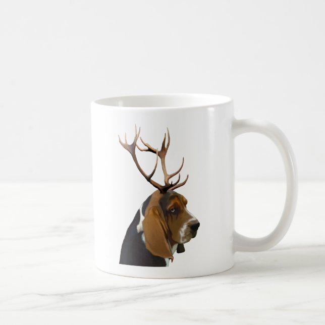 Basset Hound and Antlers Kaffeetasse (Rechts)