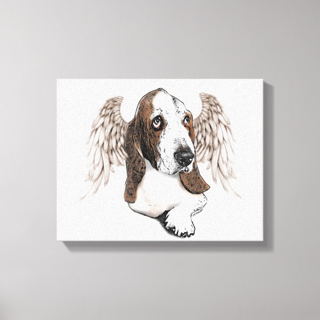 Basset Hound Angel Leinwanddruck (Vorderseite)