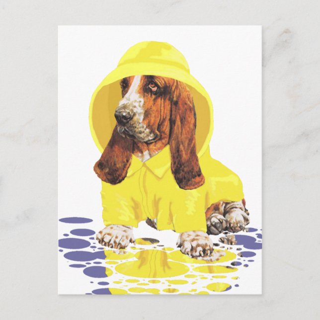 Basset Hound April Duschen Postkarte (Vorderseite)