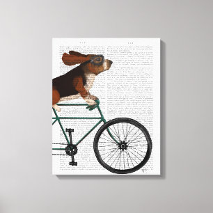 Basset Hound auf dem Fahrrad Leinwanddruck