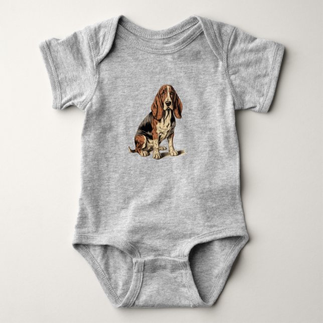 Basset Hound Baby Strampler (Vorderseite)