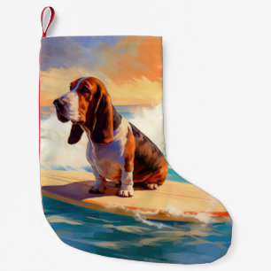 Basset Hound Beach Surfen Malerei Kleiner Weihnachtsstrumpf