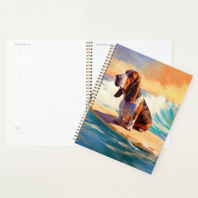 Basset Hound Beach Surfen Malerei Planer (Anzeige)