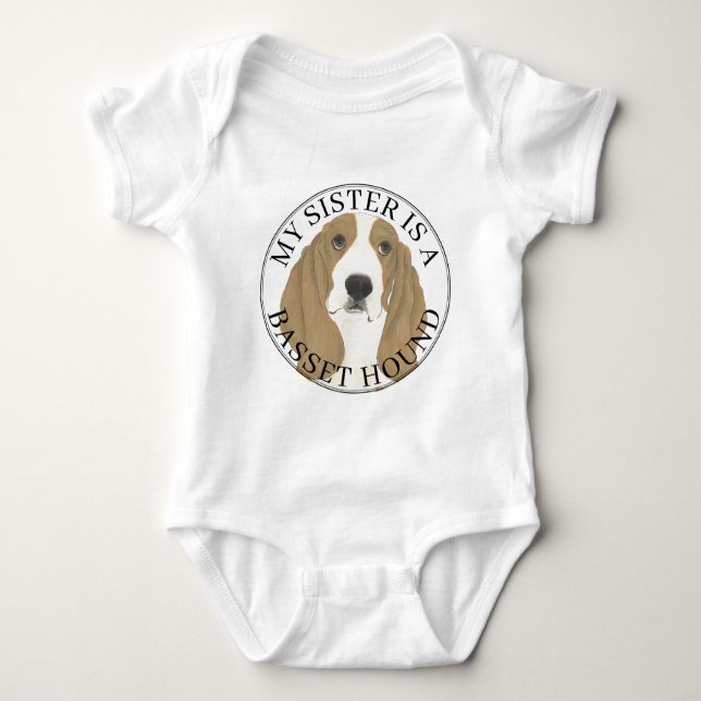 Basset Hound Big Sister Baby Strampler (Vorderseite)