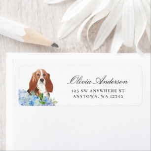 Basset Hound Blue Hydrangea Rücksendeadresse