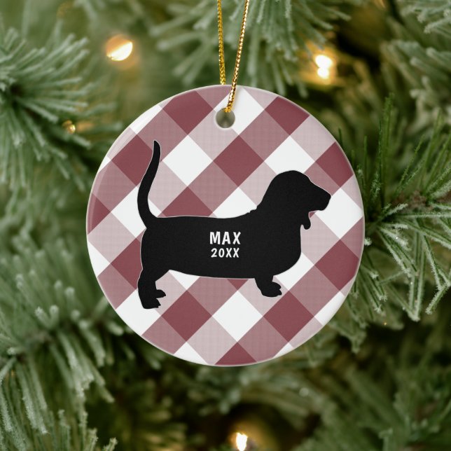 Basset Hound Buffalo Karo Keramik Ornament (Baum)