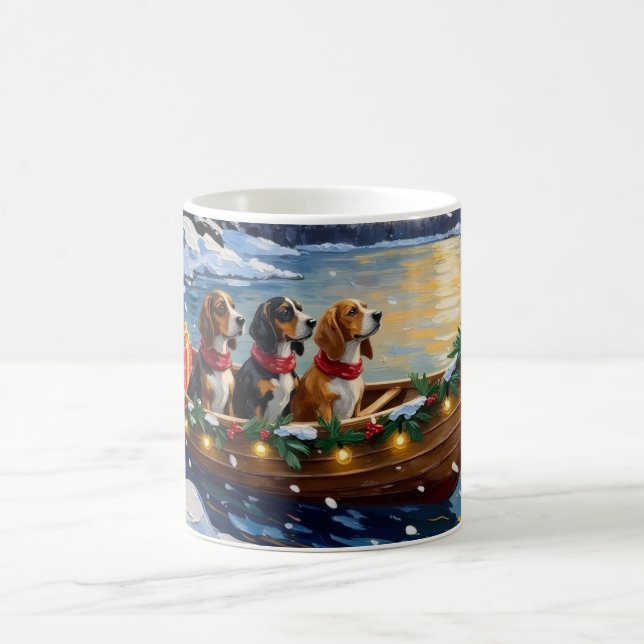 Basset Hound Christmas Boat Holiday Kaffeetasse (Mittel)