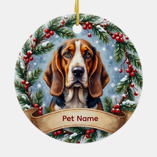 Basset Hound Christmas Keramik Ornament (Hinten)