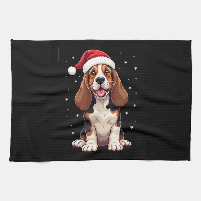 Basset Hound Christmas Tank Top Geschirrtuch (Horizontal)