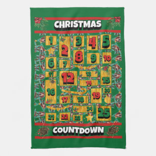 Basset Hound Countdown Weihnachts-Adventskalender Geschirrtuch