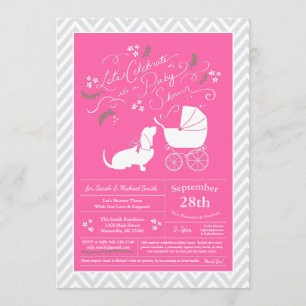 Basset Hound Dog Baby Duschmädchen Rosa Einladung