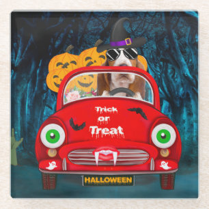 Basset Hound Dog Beängstigendes Halloween Auto Glasuntersetzer