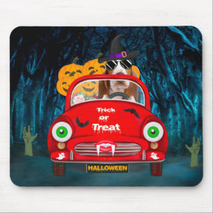 Basset Hound Dog Beängstigendes Halloween Auto Mousepad
