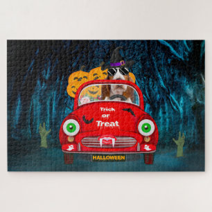 Basset Hound Dog Beängstigendes Halloween Auto Puzzle