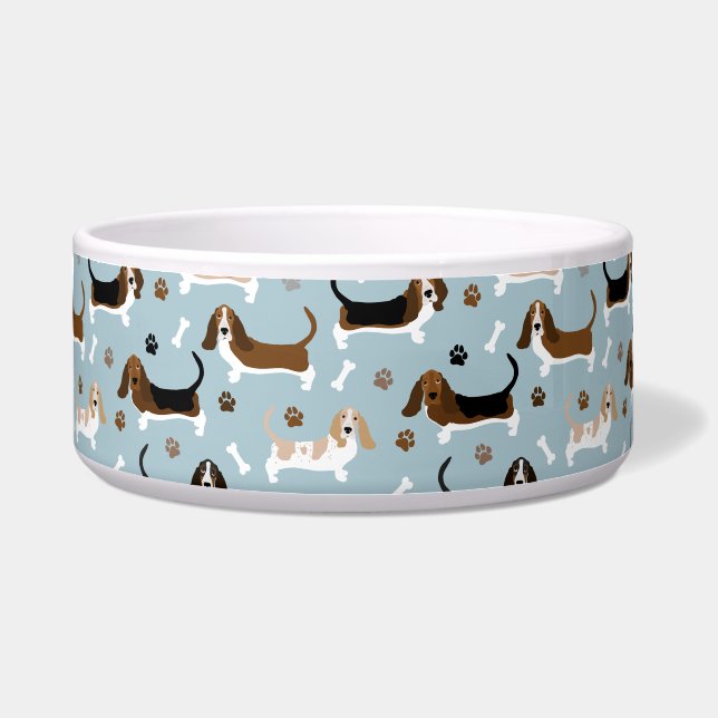 Basset Hound Dog Bones and Paws Bowl Napf (Vorderseite)